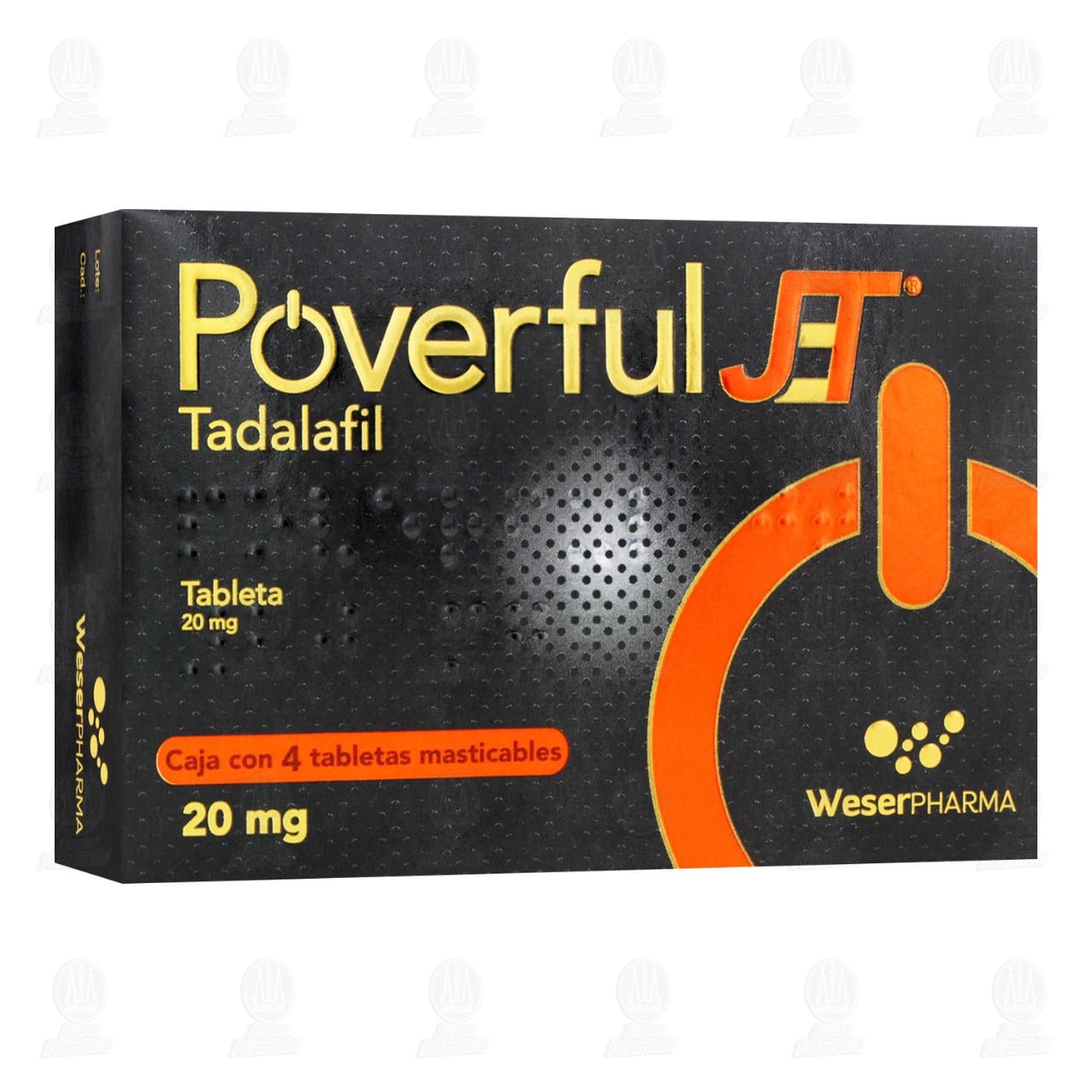 Imagen para Poverful JT 20 mg, 4 Tabletas.