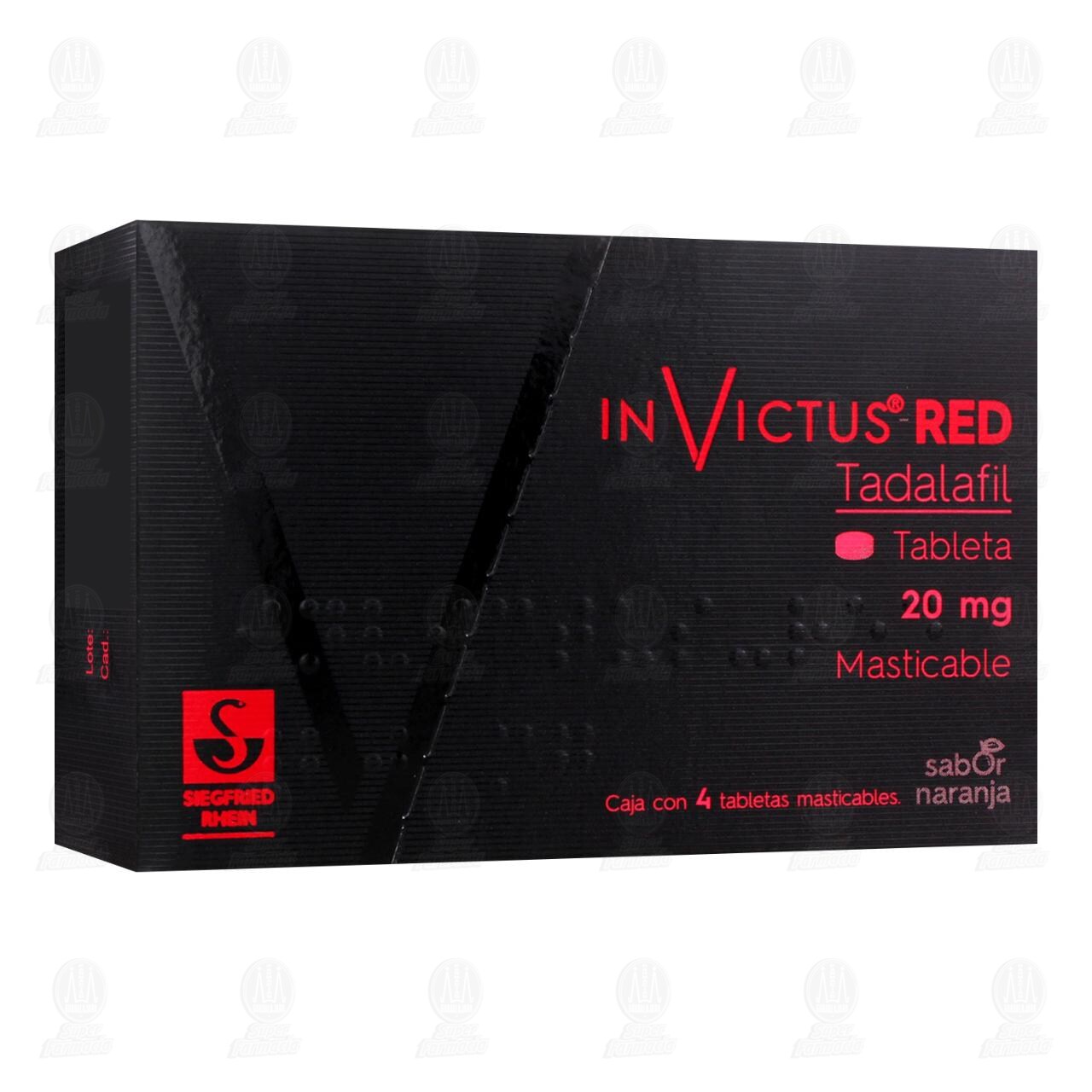Invictus Red 20 mg, 4 Tabletas. image number 0