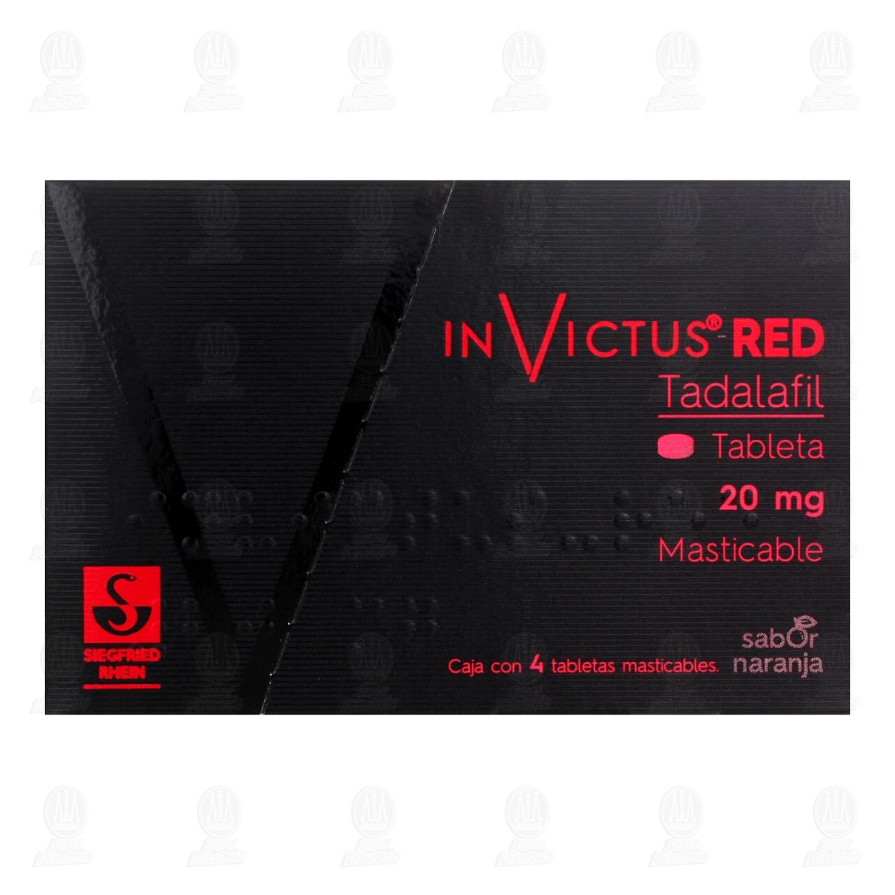 Invictus Red 20 mg, 4 Tabletas. image number 1