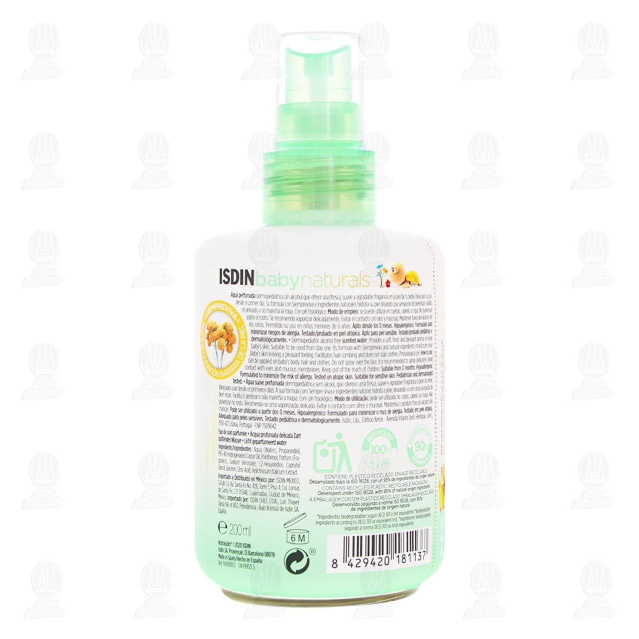 Isdin Baby Naturals Agua Suave Perfumada, 200 ml. image number 2