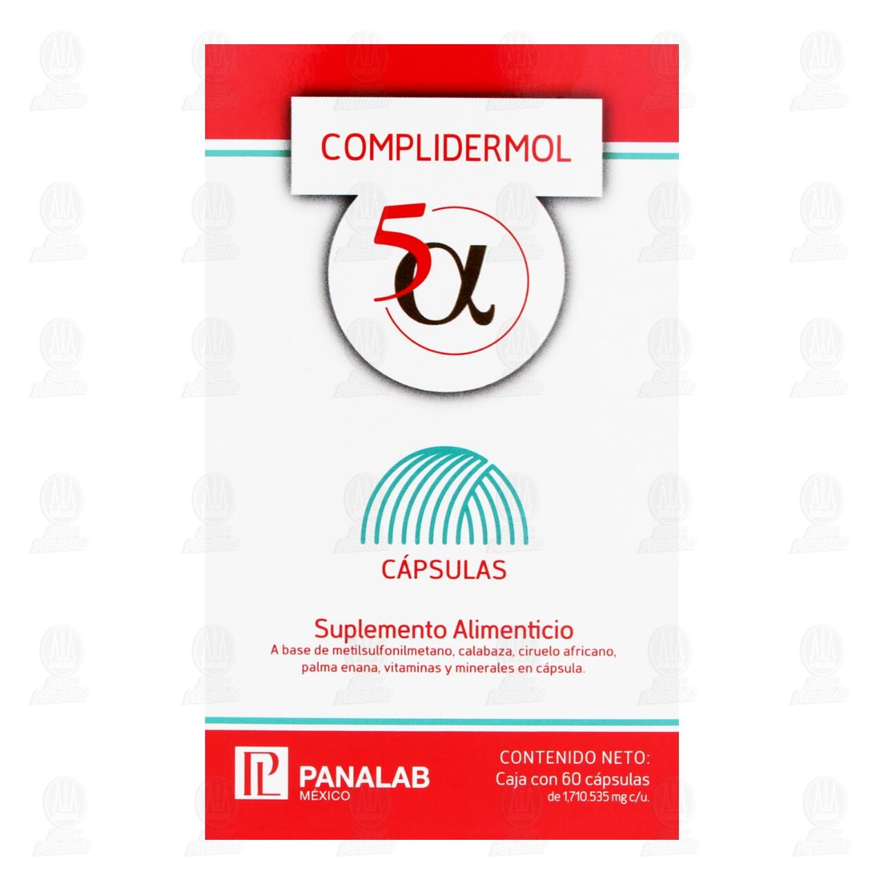 Suplemento Alimenticio Complidermol 5 Alfa, 60 C&aacute;psulas. image number 1