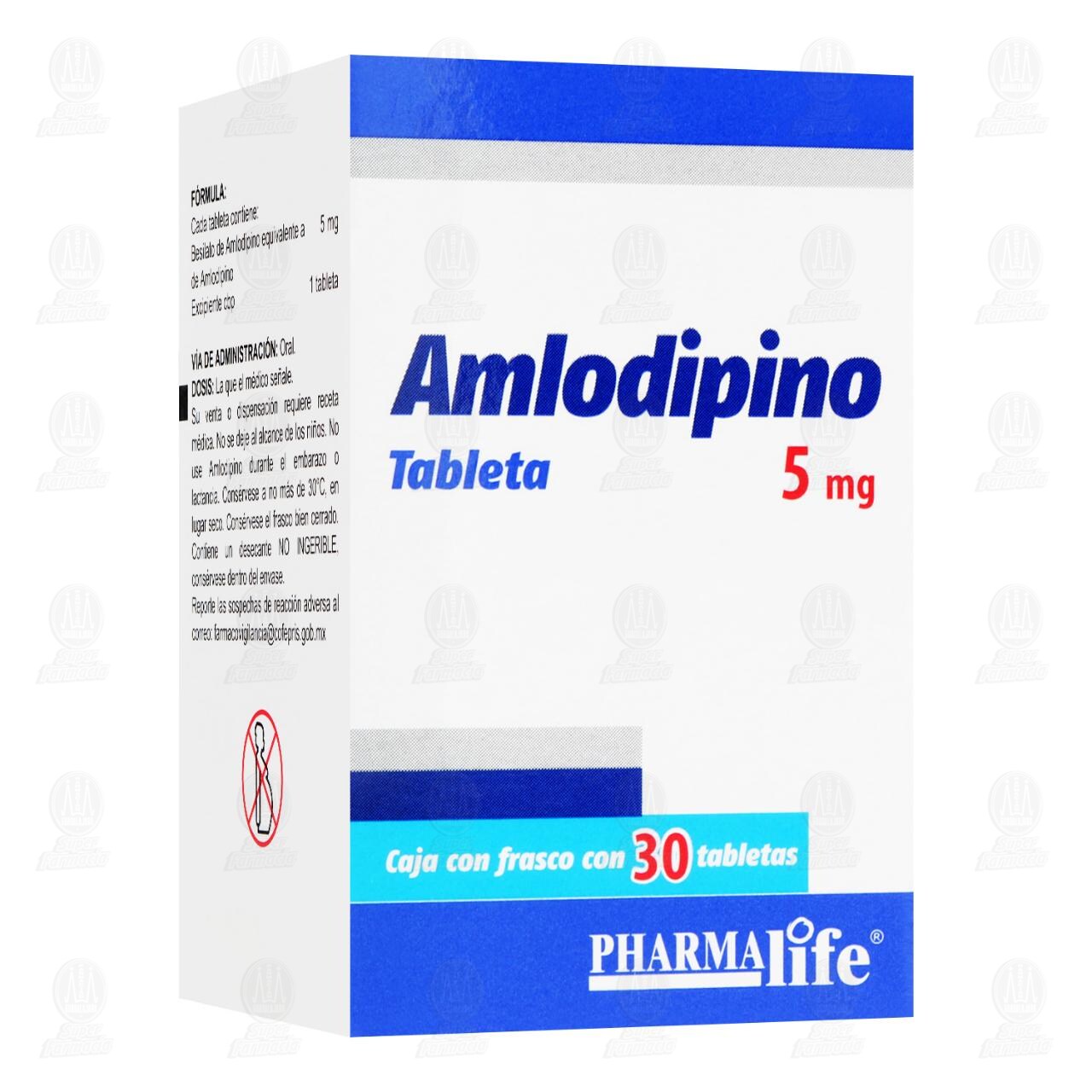 Amlodipino 5 mg, 30 Tabletas Pharmalife.