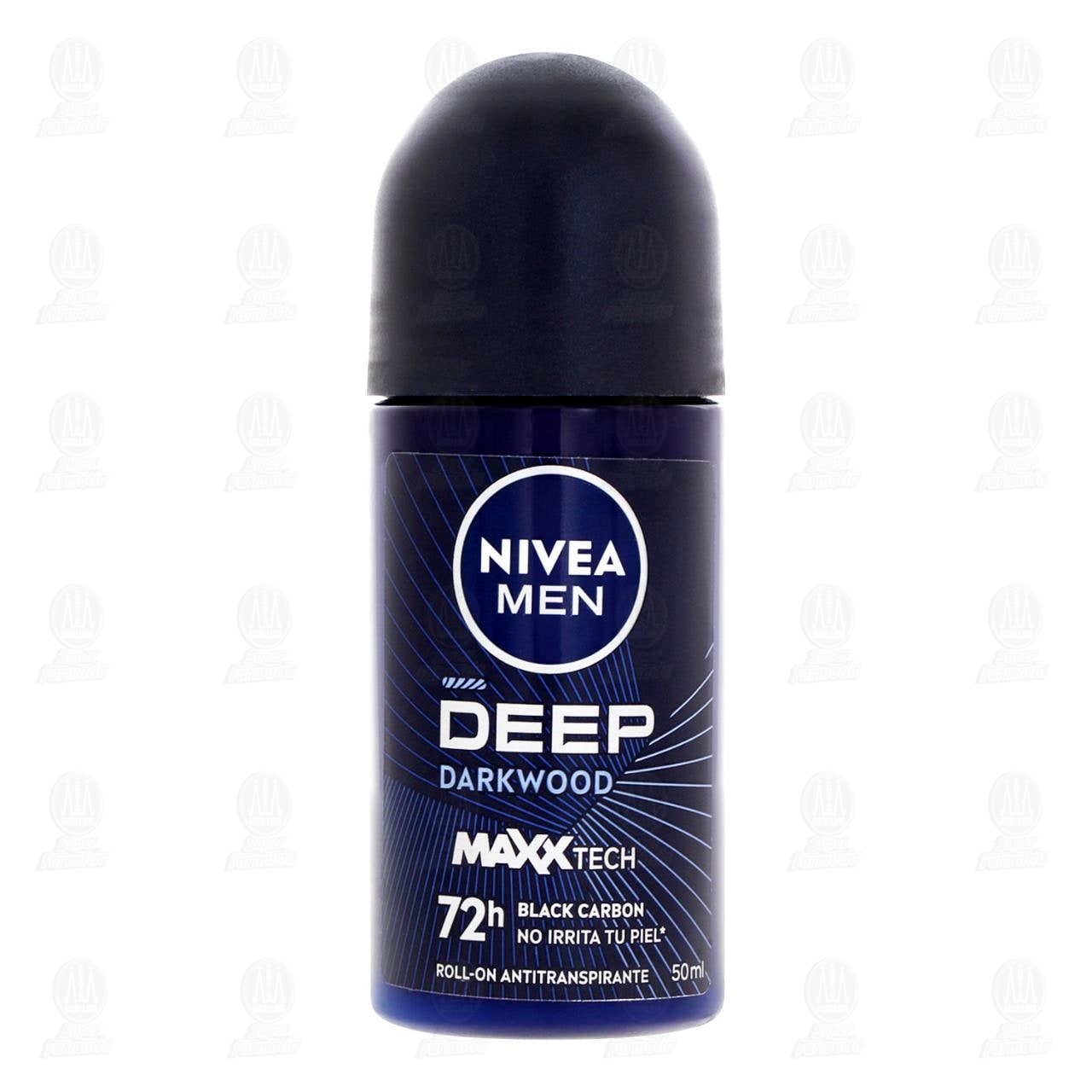 Nivea Men Deep Darkwood Antitranspirante Black Carbon Roll On, 50 ml. image number 1
