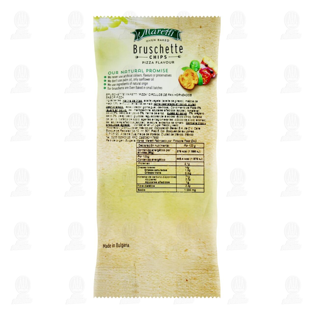 Pan Horneado Maretti Bruschette Chips Pizza Flavour, 85 gr. image number 1