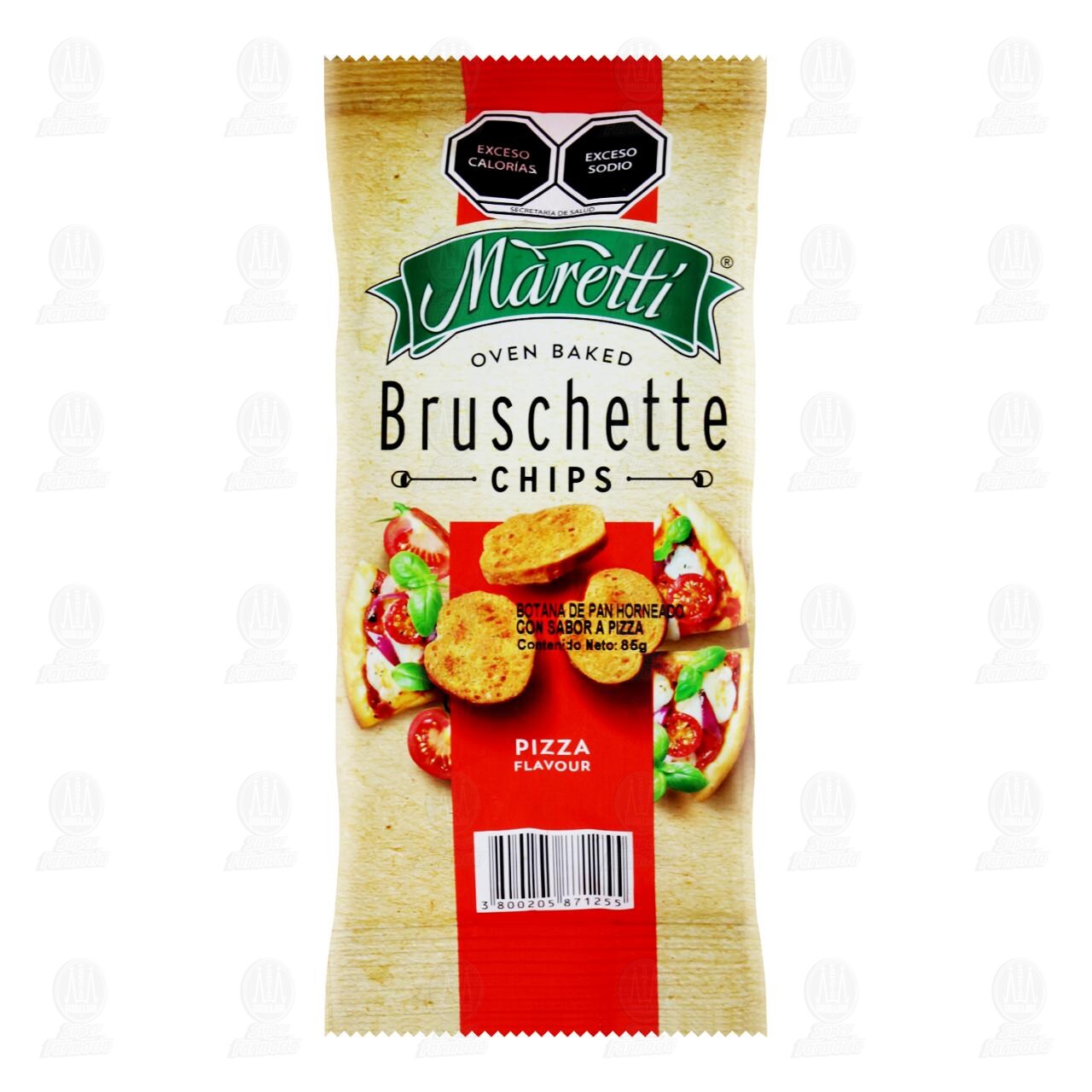 Pan Horneado Maretti Bruschette Chips Pizza Flavour, 85 gr. image number 0