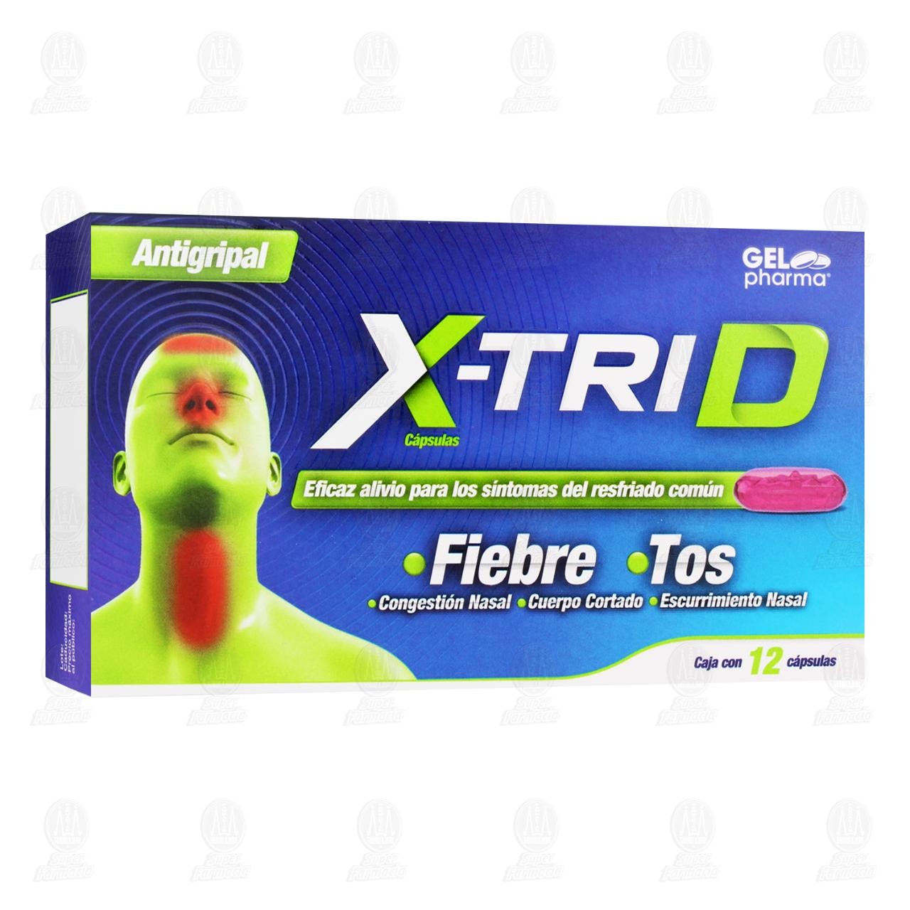 Imagen para X-Trid 15mg/5mg/2mg/250mg, 12 cápsulas.