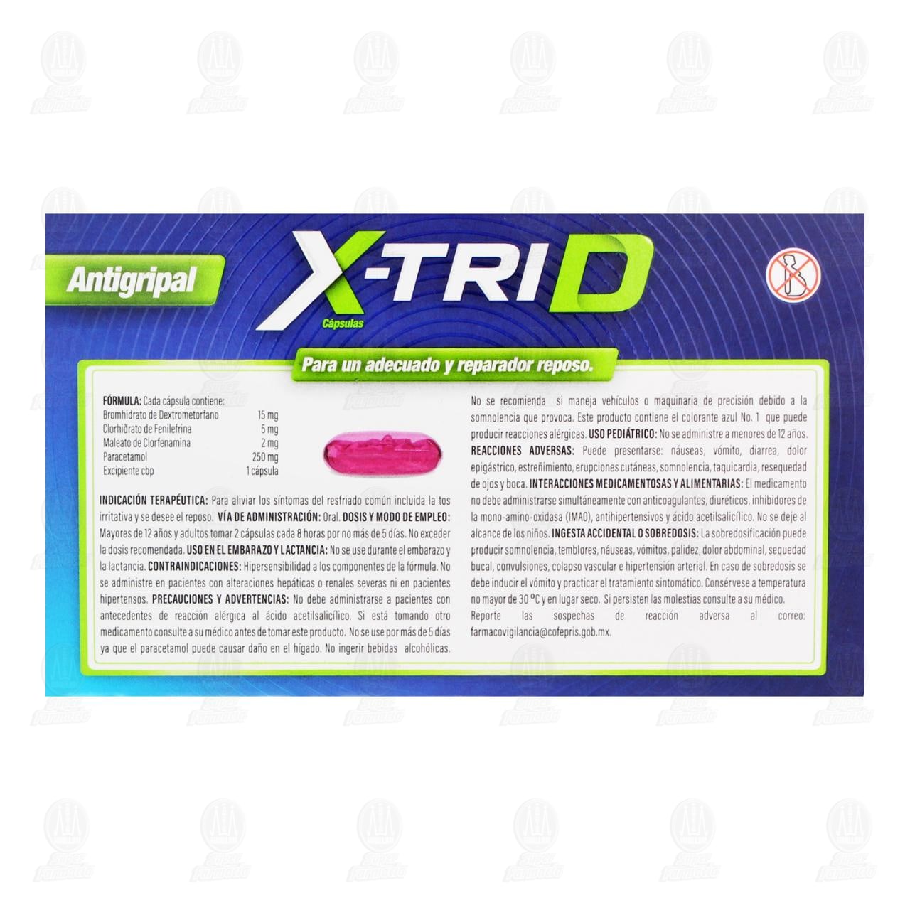 X-Trid 15mg/5mg/2mg/250mg, 12 c&aacute;psulas. image number 2