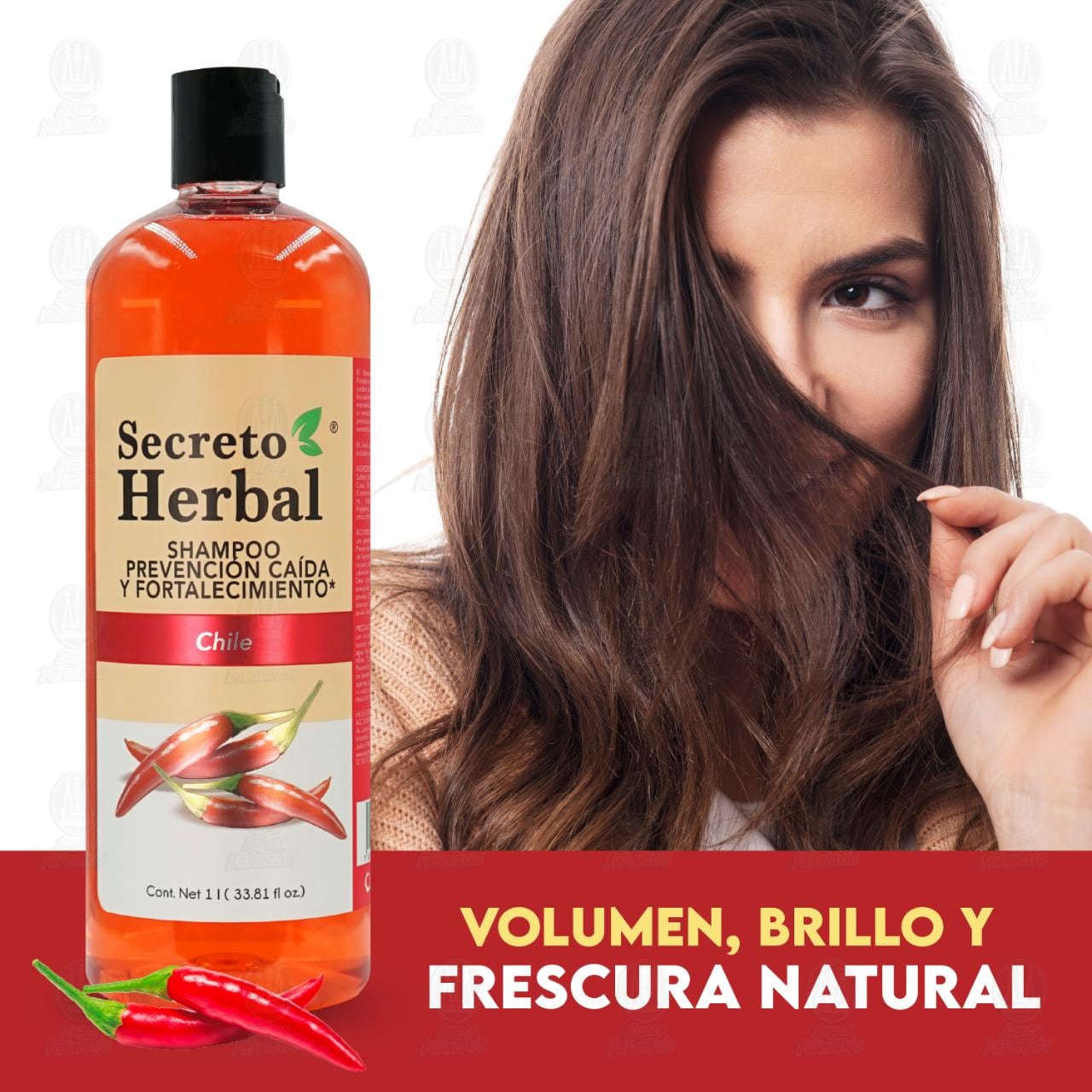 Shampoo Secreto Herbal Prevenci&oacute;n Ca&iacute;da y Fortalecimiento con Chile, 1 l. image number 3