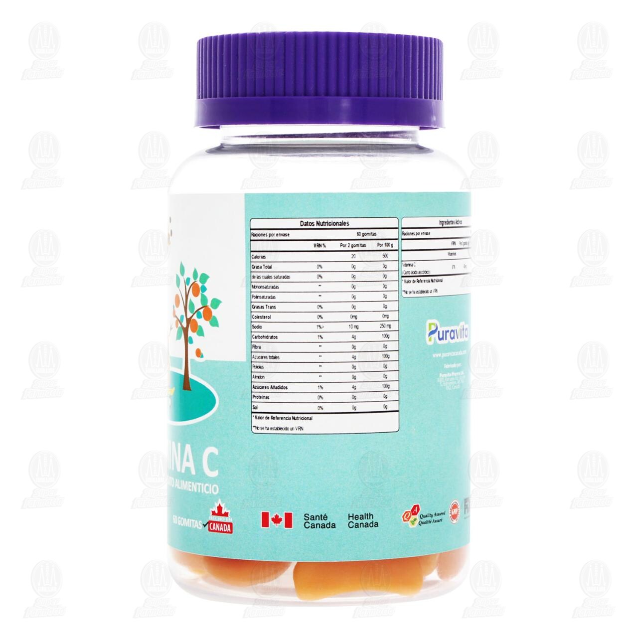 Vitamina C Suplemento Alimenticio Pura Kid,  60 Gomitas. image number 2