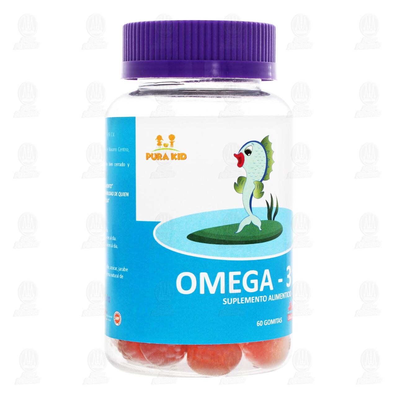 Omega 3 Suplemento Alimenticio Pura Kid, 60 Gomitas. image number 0