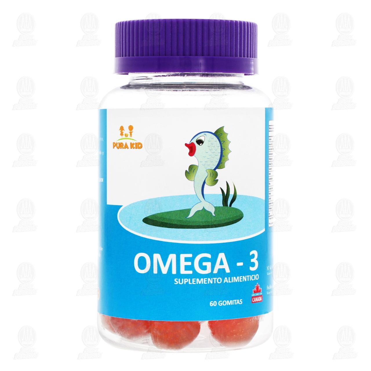 Omega 3 Suplemento Alimenticio Pura Kid, 60 Gomitas. image number 1