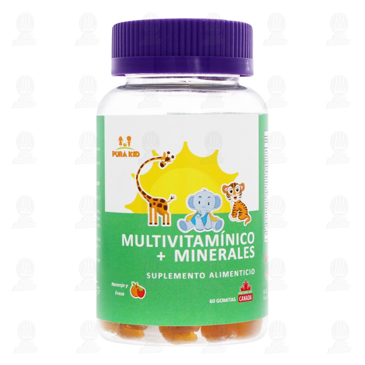Multivitam&iacute;nico + Minerales Suplemento Alimenticio Pura Kid, 60 Gomitas. image number 1