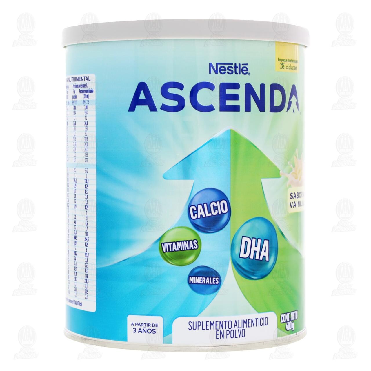 Suplemento Alimenticio Nestle Ascenda Sabor Vainilla en Polvo, 400 gr.