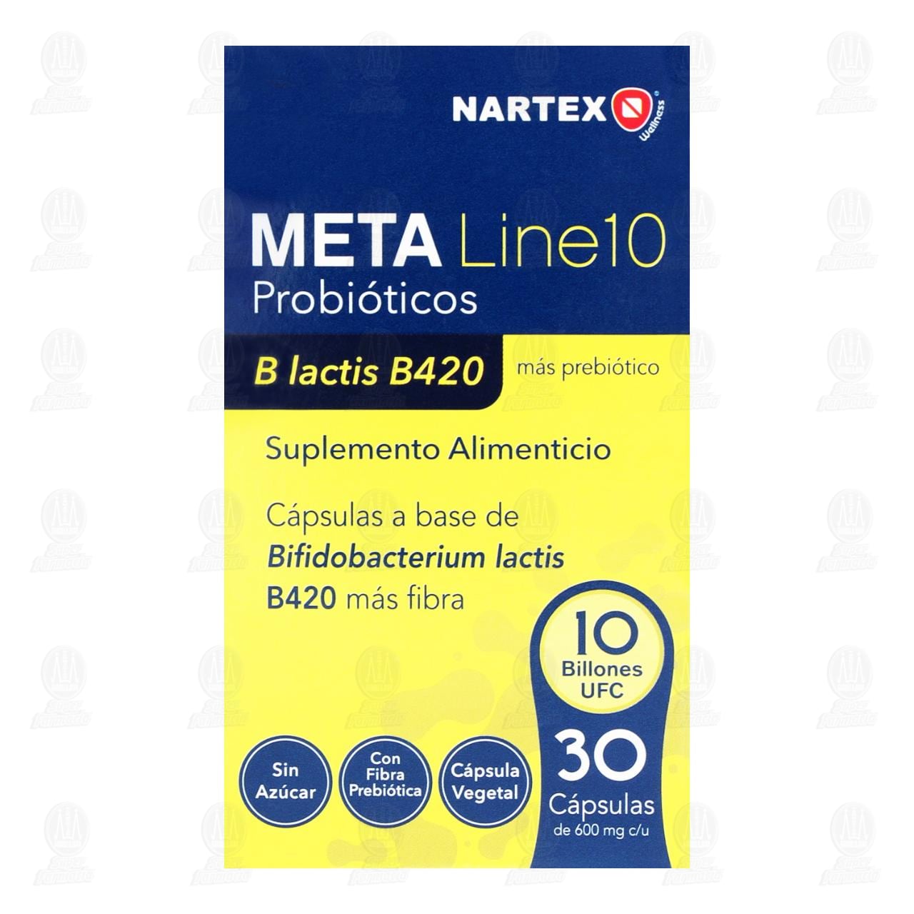 Suplemento Alimenticio Nartex Meta Line10 Probióticos 10 Billones UFC, 30 Cápsulas. image number 1