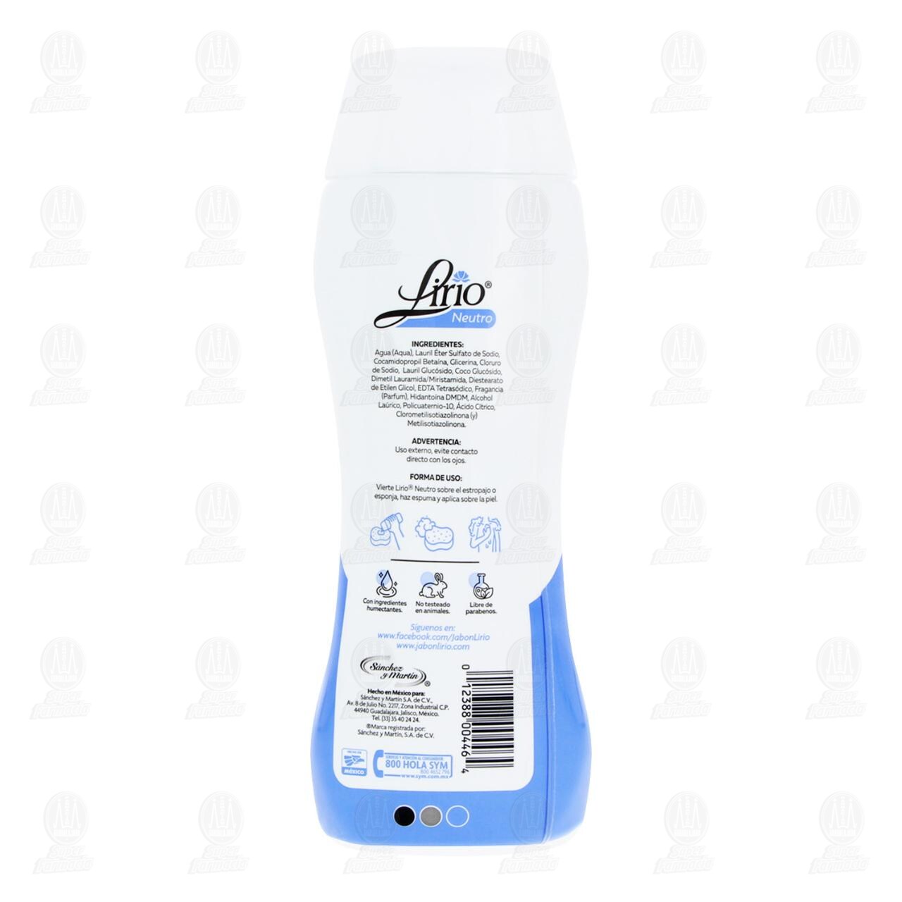 Jab&oacute;n L&iacute;quido Corporal Lirio Neutro Cuida tu Piel, 400 ml. image number 2