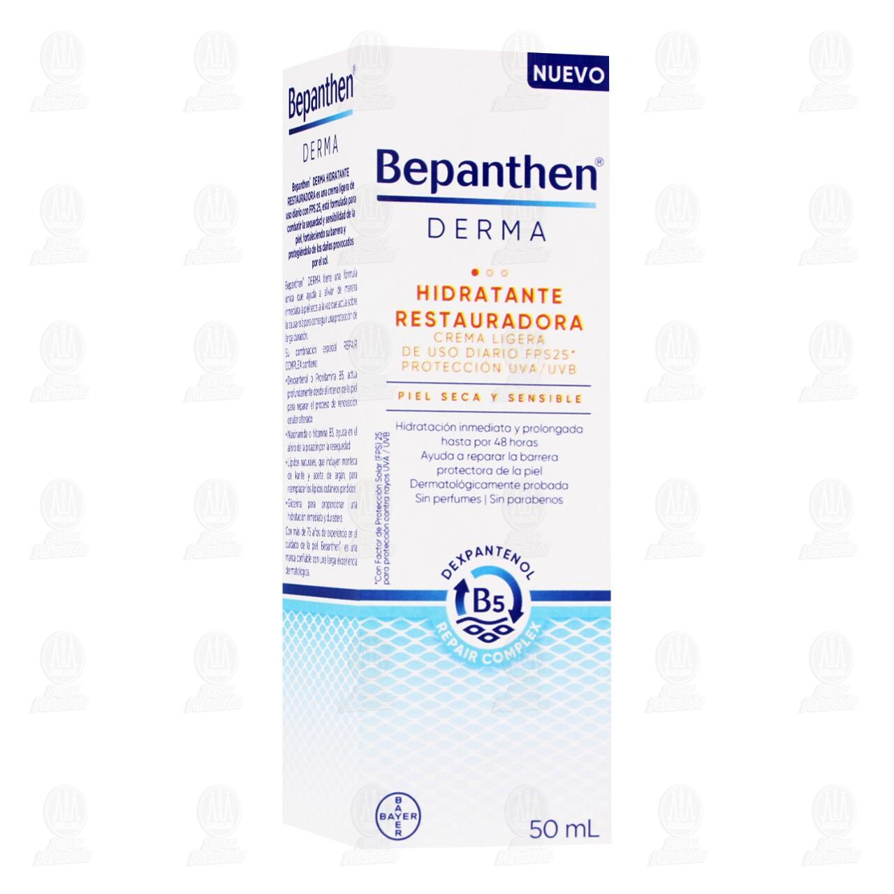 Bepanthen Derma Crema Ligera Hidratante Restauradora FPS 25 para Piel Seca y Sensible, 50 ml. image number 0