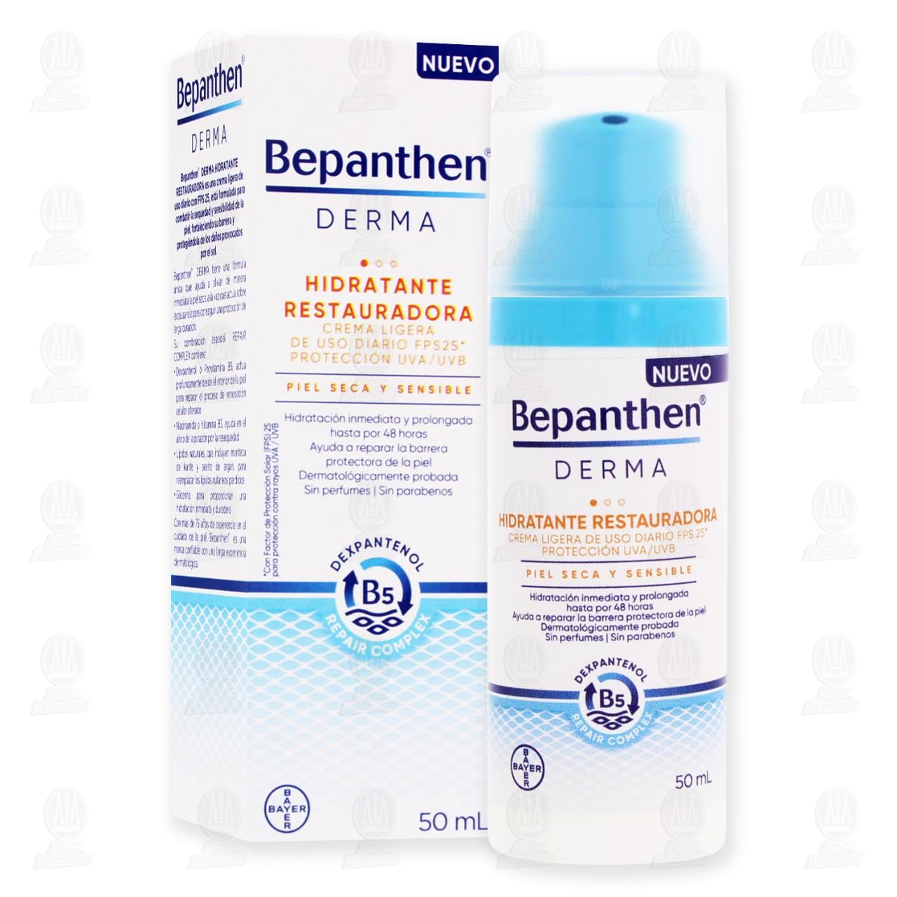Bepanthen Derma Crema Ligera Hidratante Restauradora FPS 25 para Piel Seca y Sensible, 50 ml. image number 3