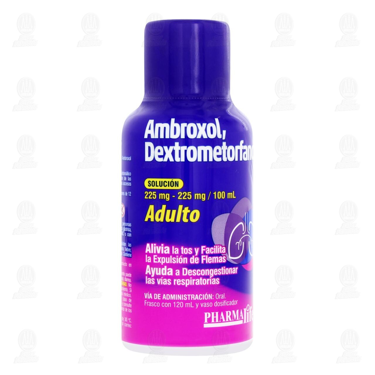 Ambroxol, Dextrometorfano 225mg/225mg/100ml Soluci&oacute;n Adulto, 120 ml Pharmalife. image number 0