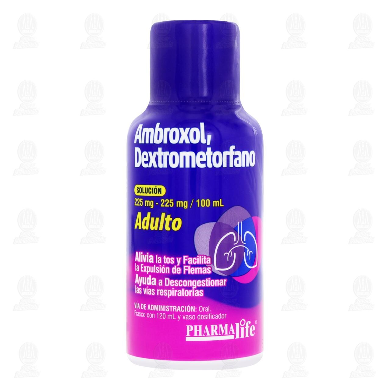 Ambroxol, Dextrometorfano 225mg/225mg/100ml Soluci&oacute;n Adulto, 120 ml Pharmalife. image number 1