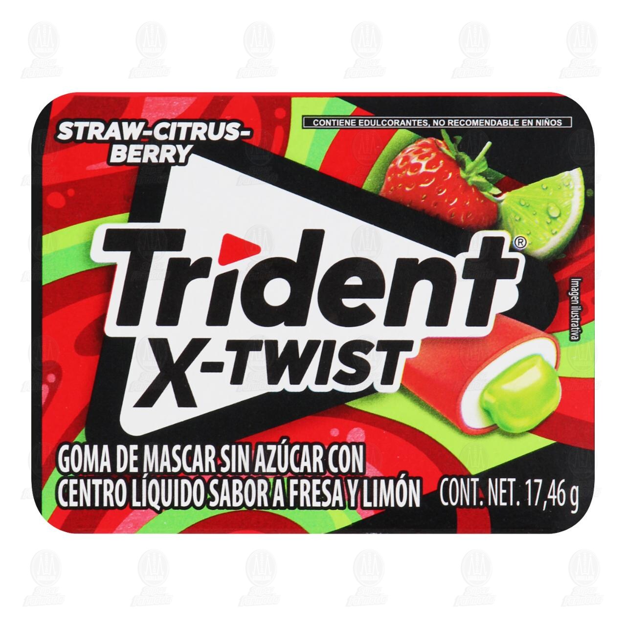 Goma de Mascar Trident X-Twist Straw Citrus Berry, 17.46 gr.