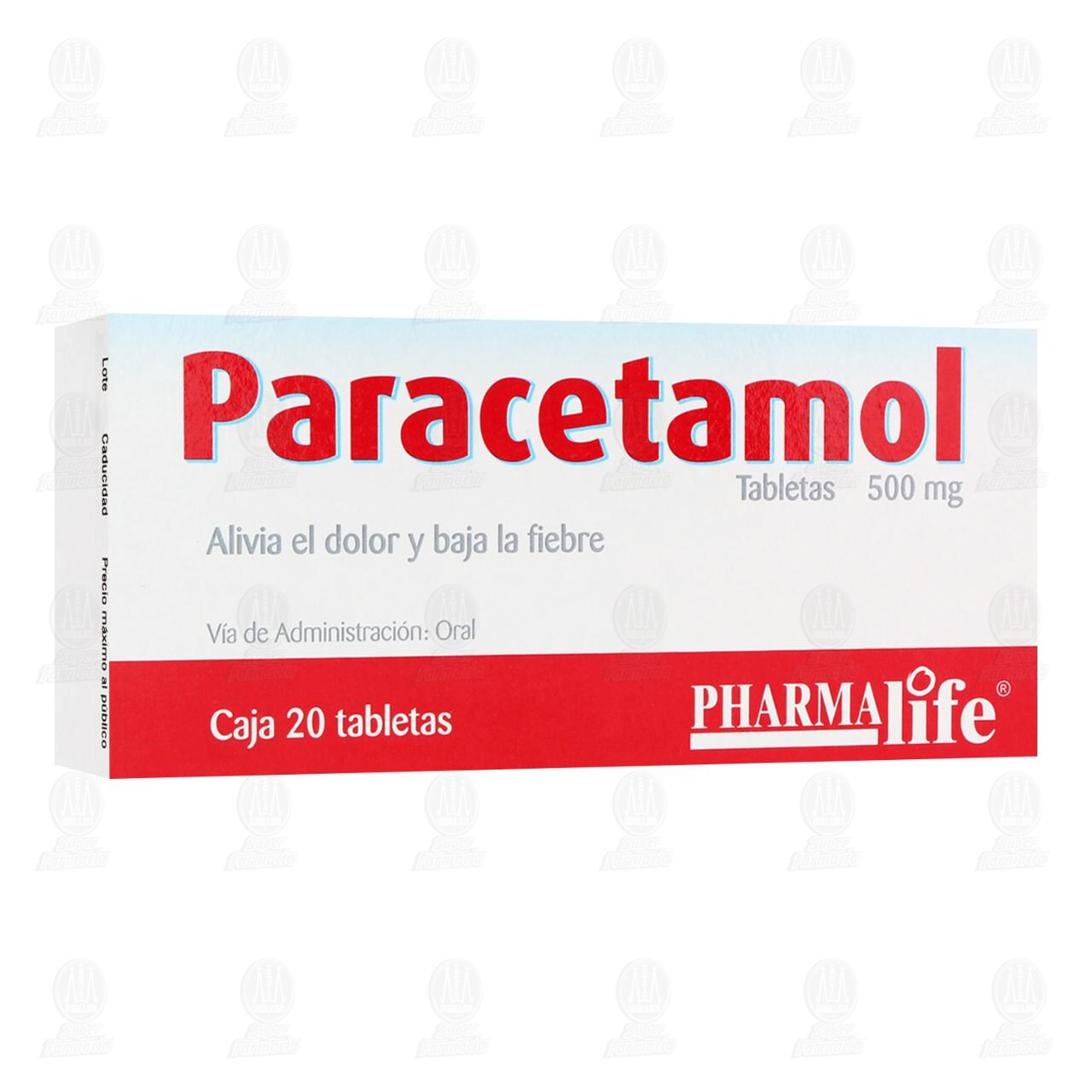 Paracetamol 500 mg, 20 Tabletas Pharmalife. image number 0