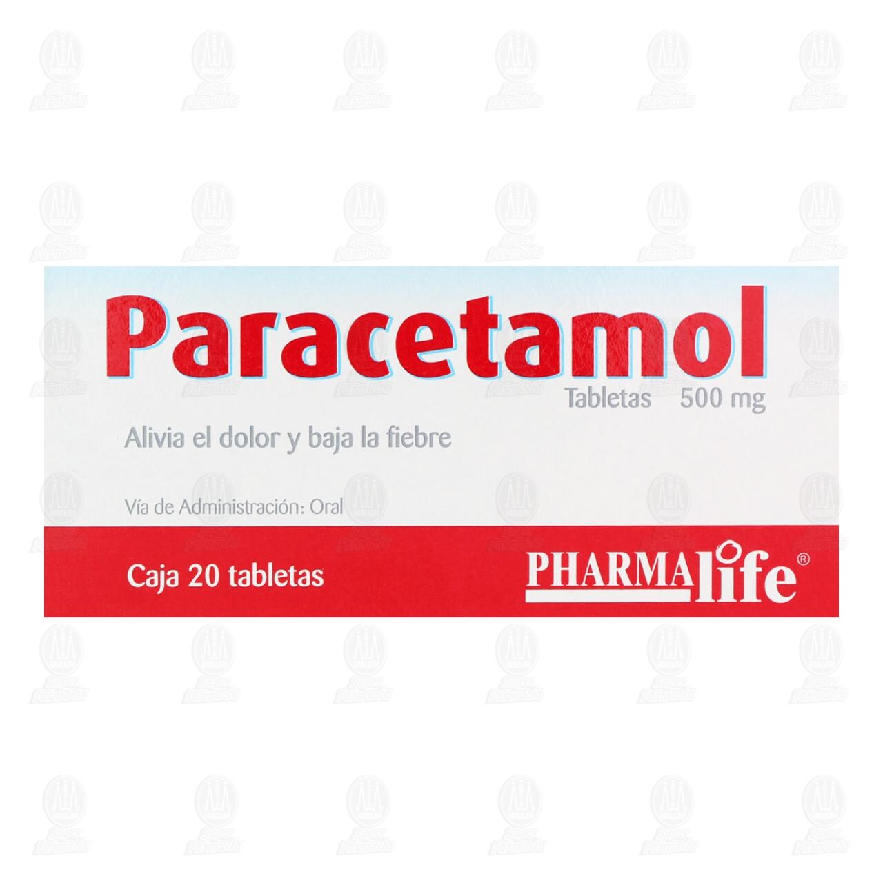 Paracetamol 500 mg, 20 Tabletas Pharmalife. image number 1