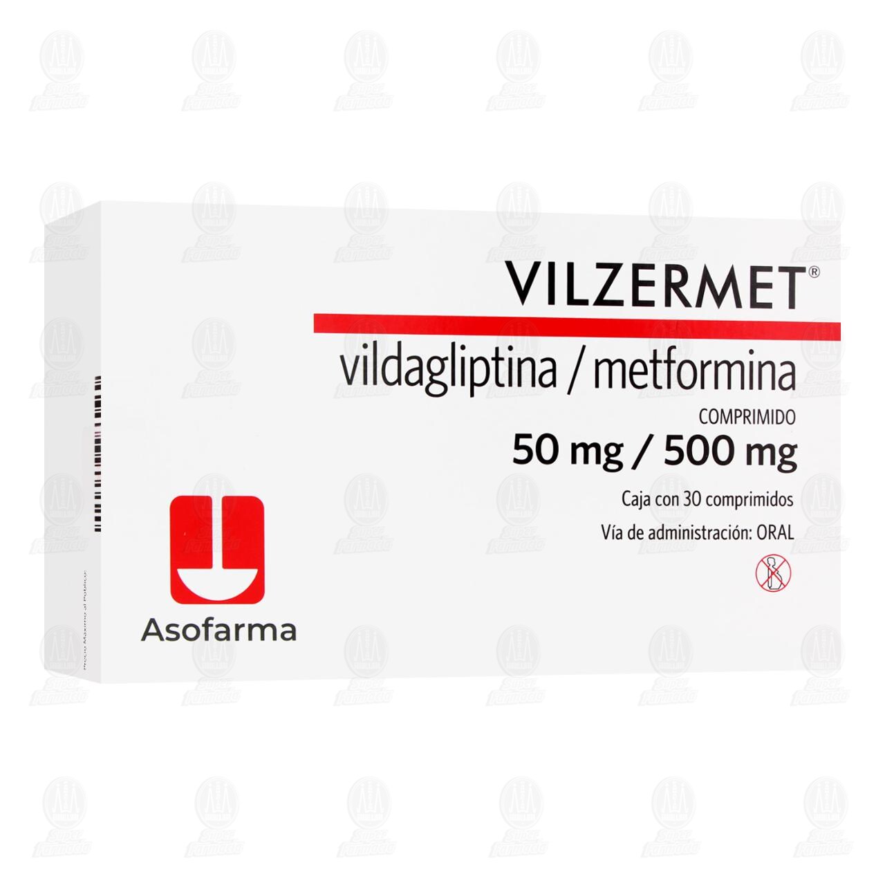 Vilzermet 50mg/500mg, 30 Comprimidos. image number 0