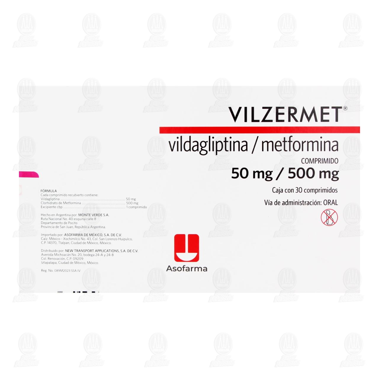 Vilzermet 50mg/500mg, 30 Comprimidos. image number 2