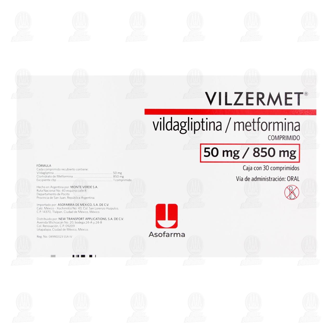 Vilzermet 50mg/850mg, 30 Comprimidos. image number 2