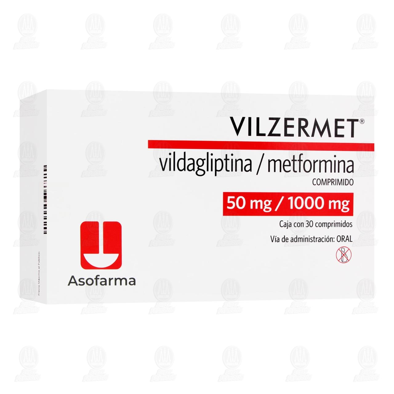 Vilzermet 50mg/1000mg, 30 Comprimidos. image number 0