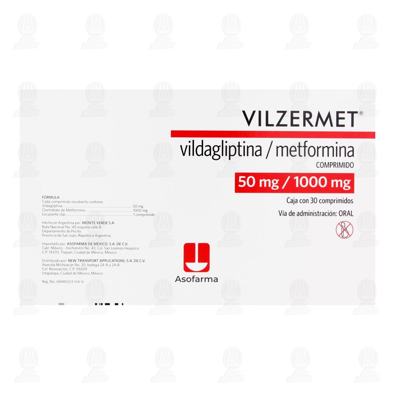 Vilzermet 50mg/1000mg, 30 Comprimidos. image number 2