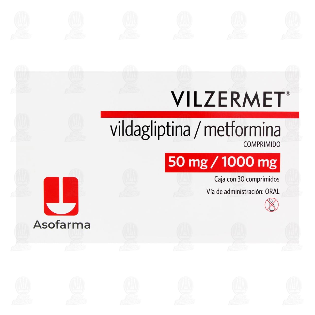 Vilzermet 50mg/1000mg, 30 Comprimidos. image number 1