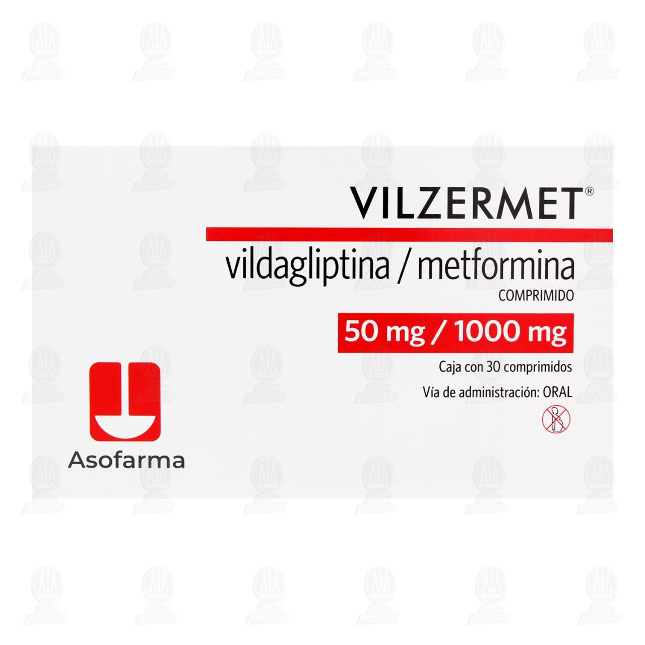 Vilzermet 50mg/1000mg, 30 Comprimidos. image number 1