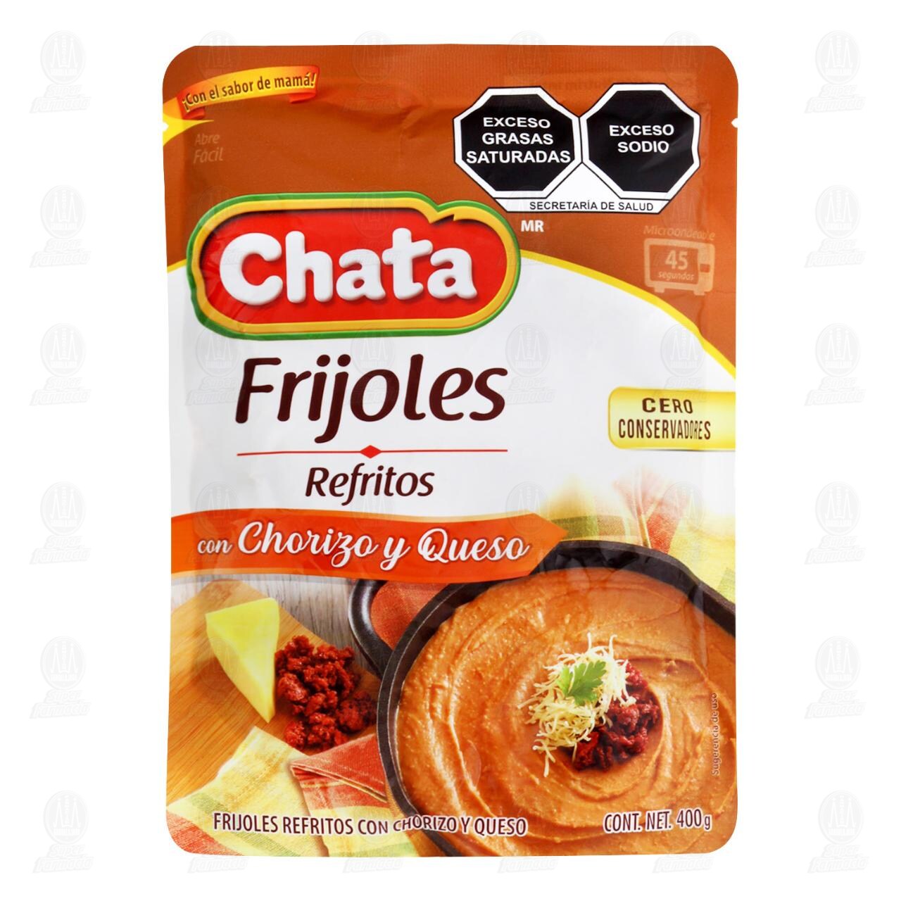 Frijoles Chata Refritos con Chorizo y Queso, 400 gr.