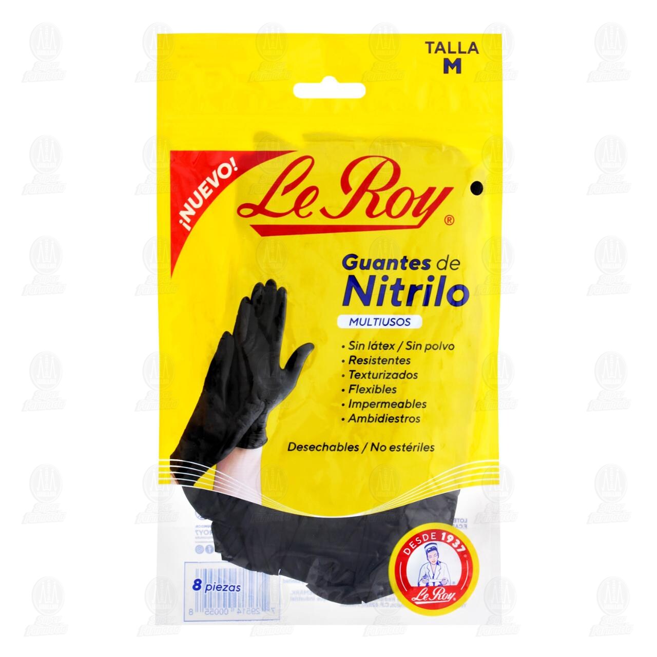 Guantes de Nitrilo Le Roy Multiusos, 8 pza.