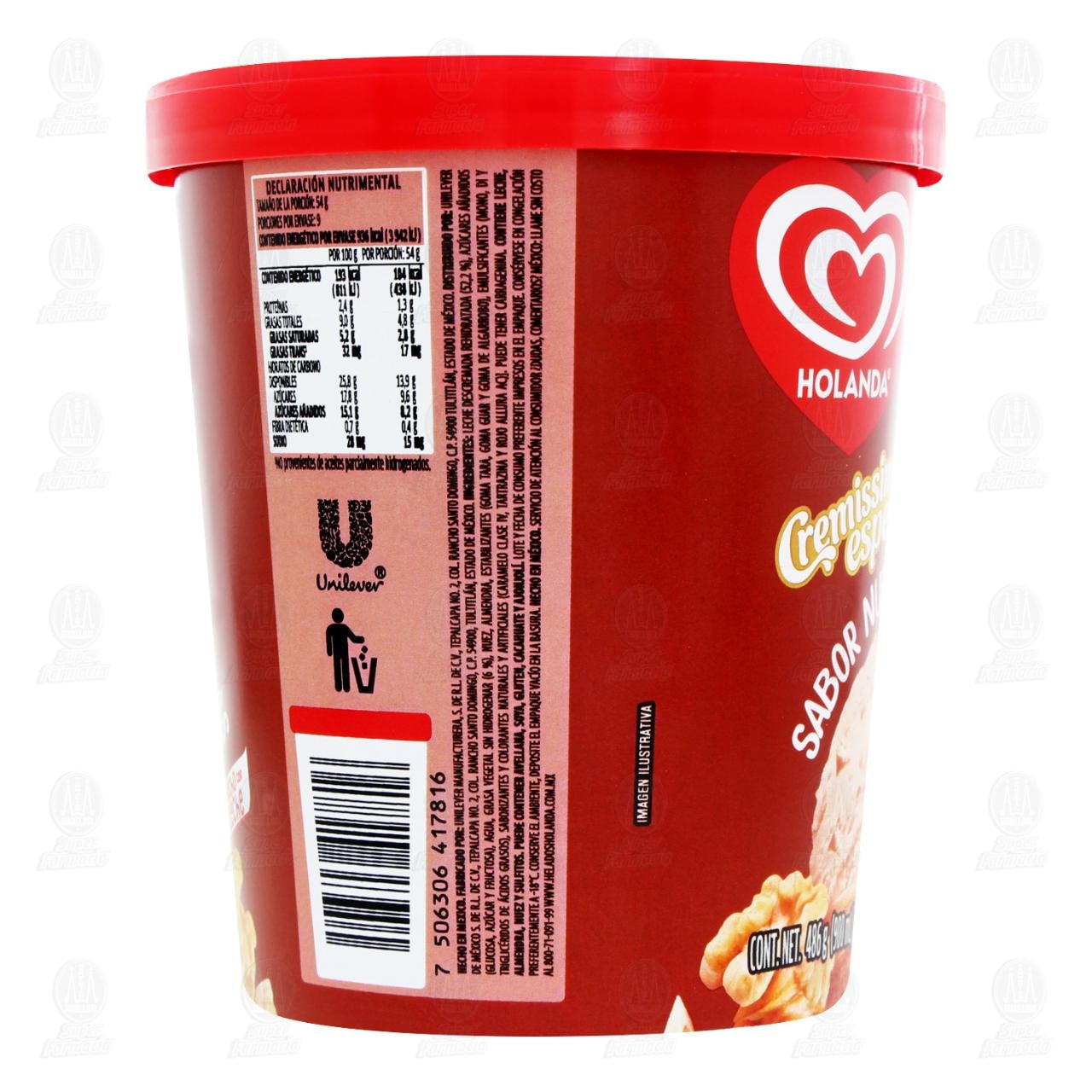Helado Holanda Cremissimo Especial Sabor Nuez y Almendra, 900 ml. image number 2