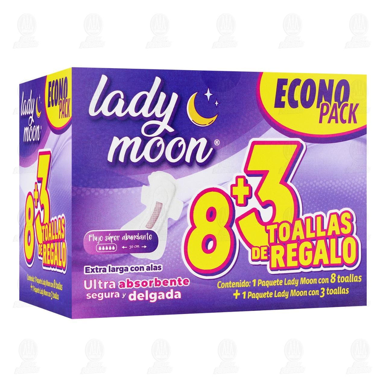 Imagen para Pack Toallas Higiénicas Lady Moon con Alas Econo Pack, 11 pzas.