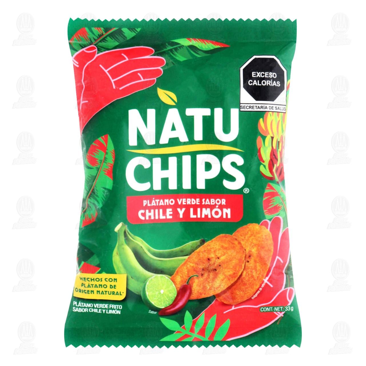 Imagen para Botana Natu Chips Plátano Verde Frito Sabor Chile y limón, 33 gr.
