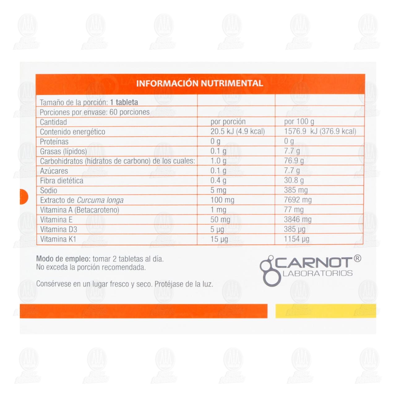 Suplemento Alimenticio Epaniter, 60 Tabletas. image number 2