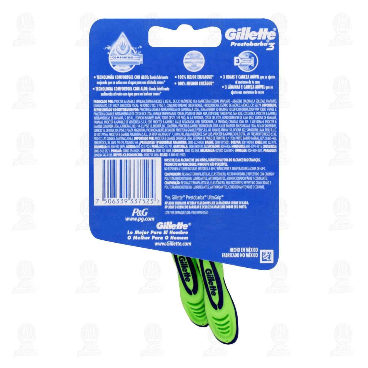 Máquina para Afeitar Gillette Prestobarba3 Sensitive desechable, 2 pzas. image number 1