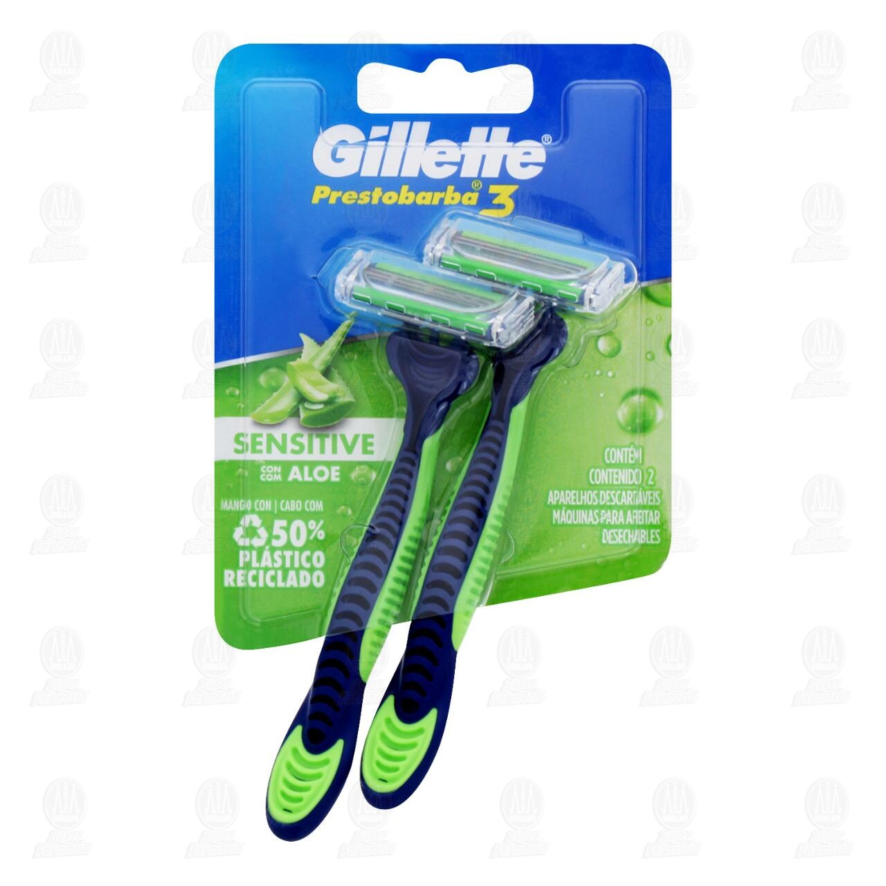 Máquina para Afeitar Gillette Prestobarba3 Sensitive desechable, 2 pzas.