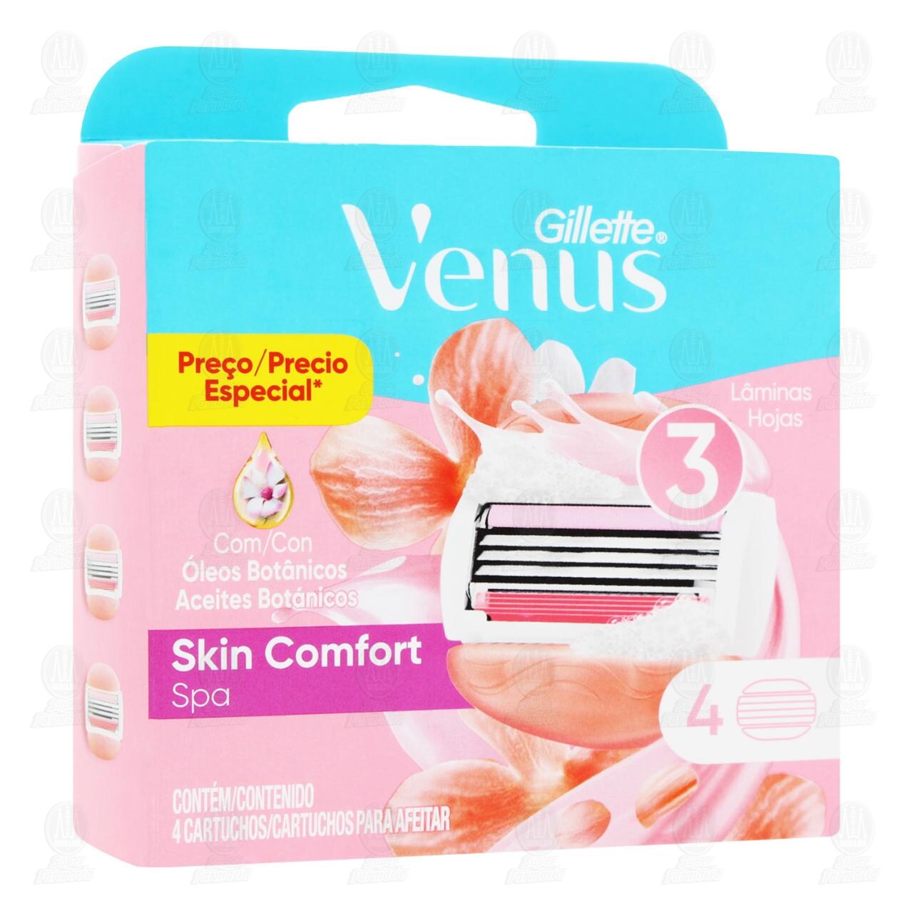Cartucho Gillette Venus Skin Comfort Spa para afeitar, 4 pzas.