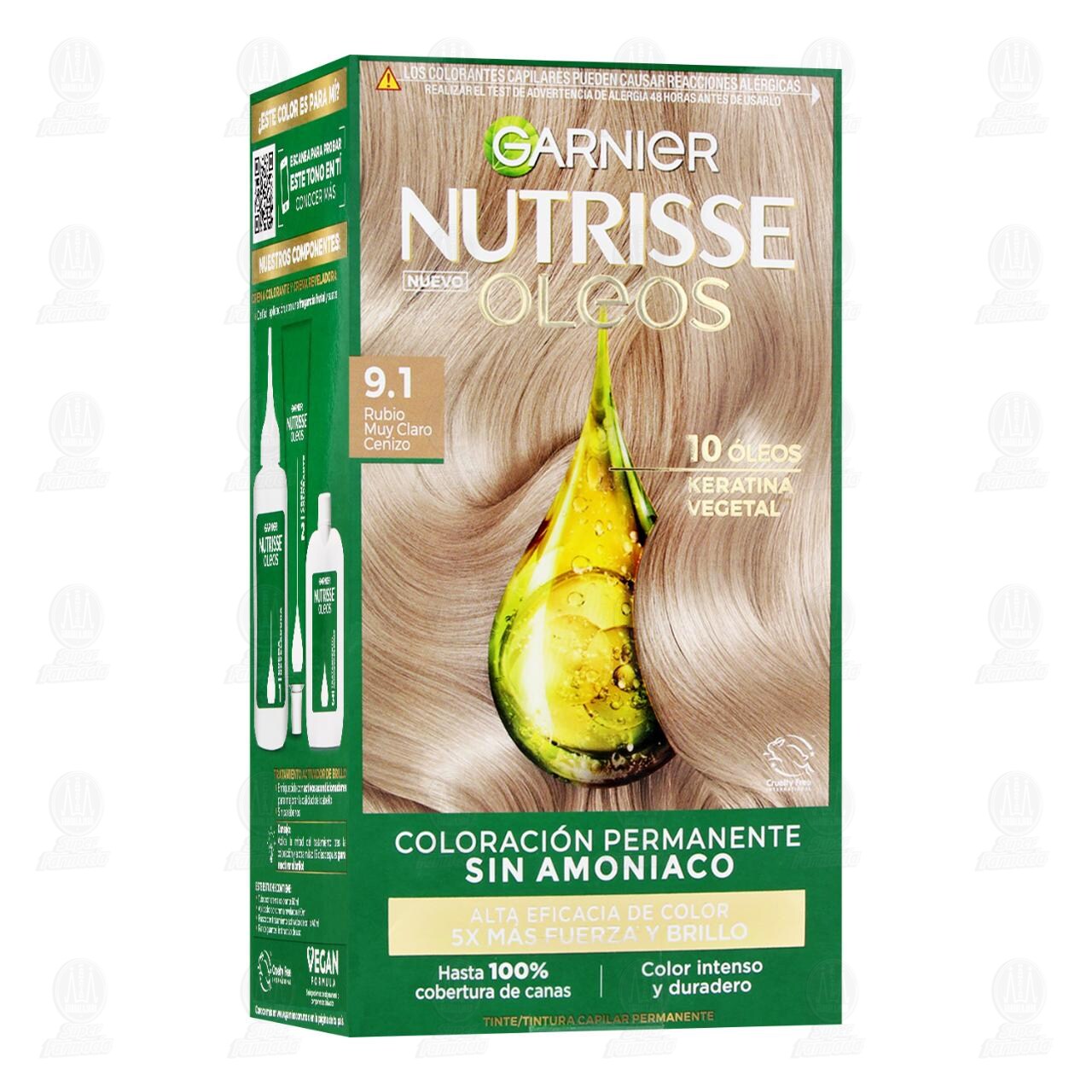 Tinte Garnier Nutrisse Oleos Color Rubio Muy Claro Cenizo (9.1), 1 pz. image number 0