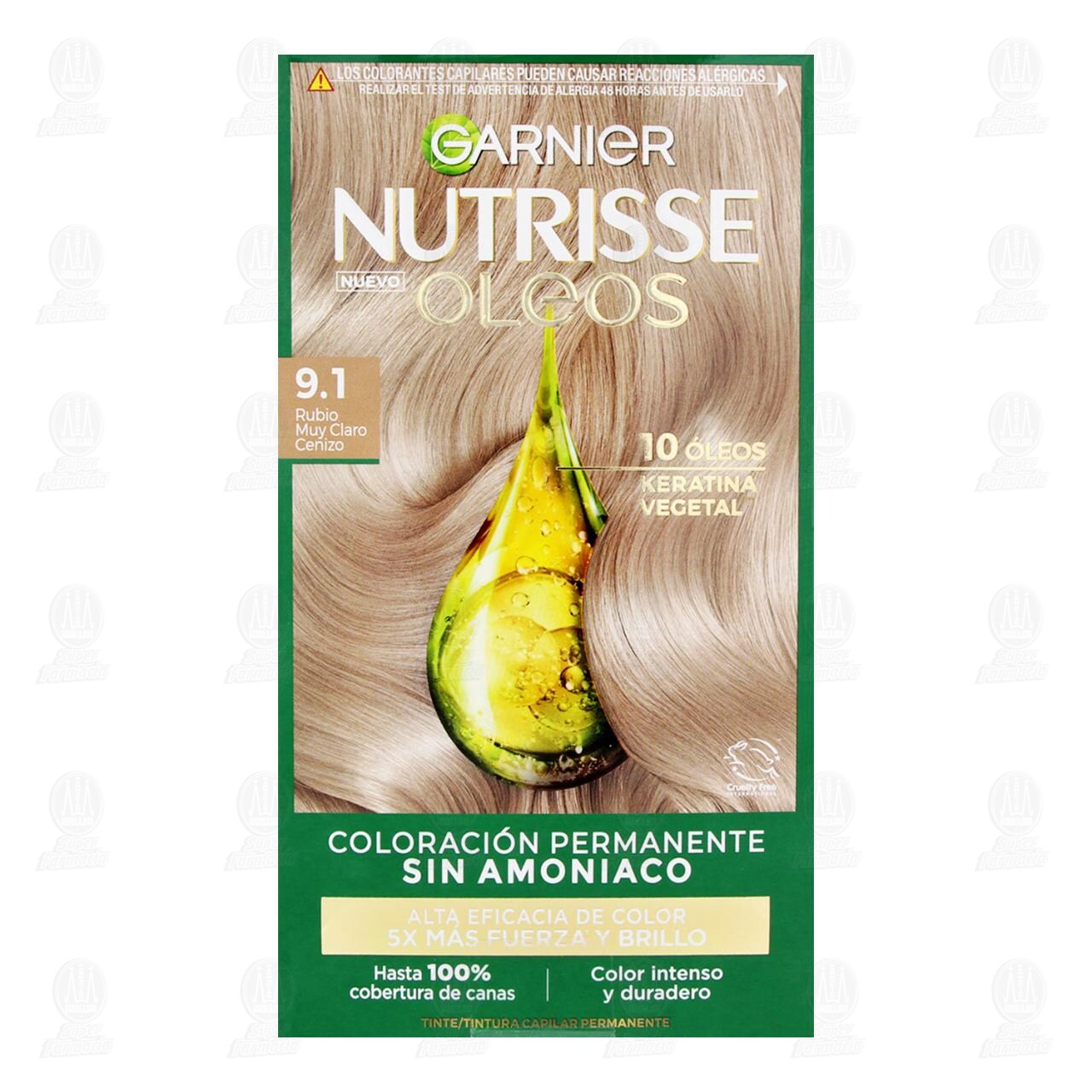 Tinte Garnier Nutrisse Oleos Color Rubio Muy Claro Cenizo (9.1), 1 pz. image number 1