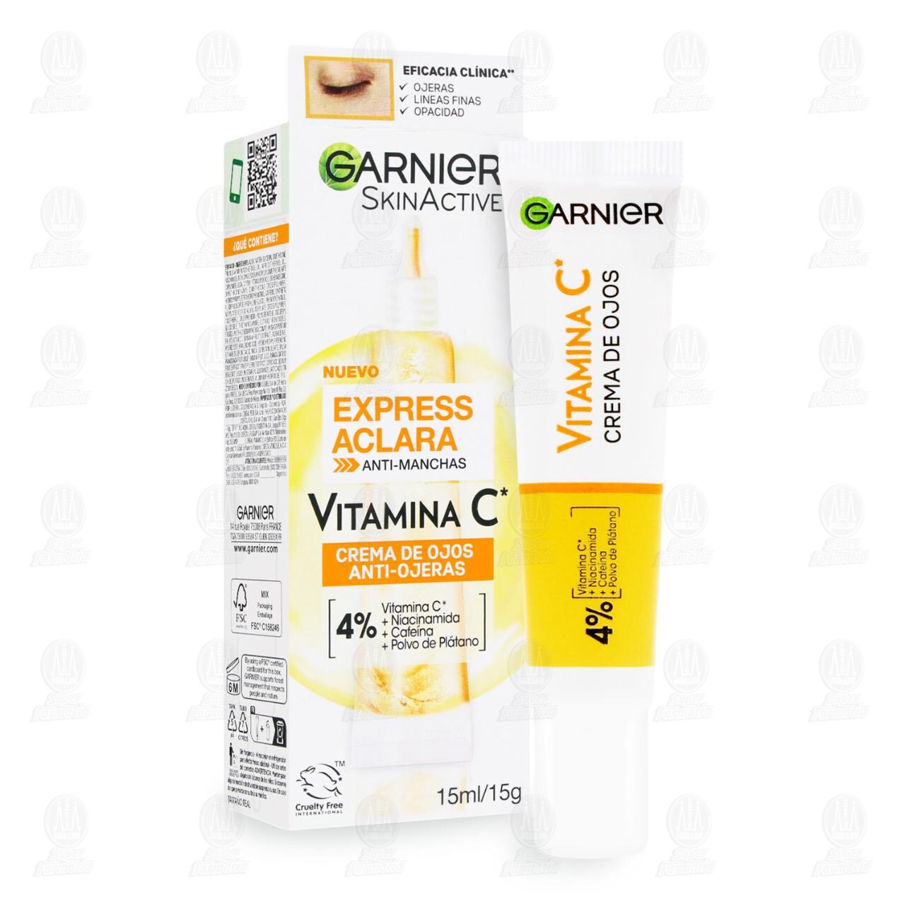 Crema Garnier Skin Active de Ojos Anti-Ojeras Express Aclara Anti-Manchas Vitamina C, 15 ml. image number 3