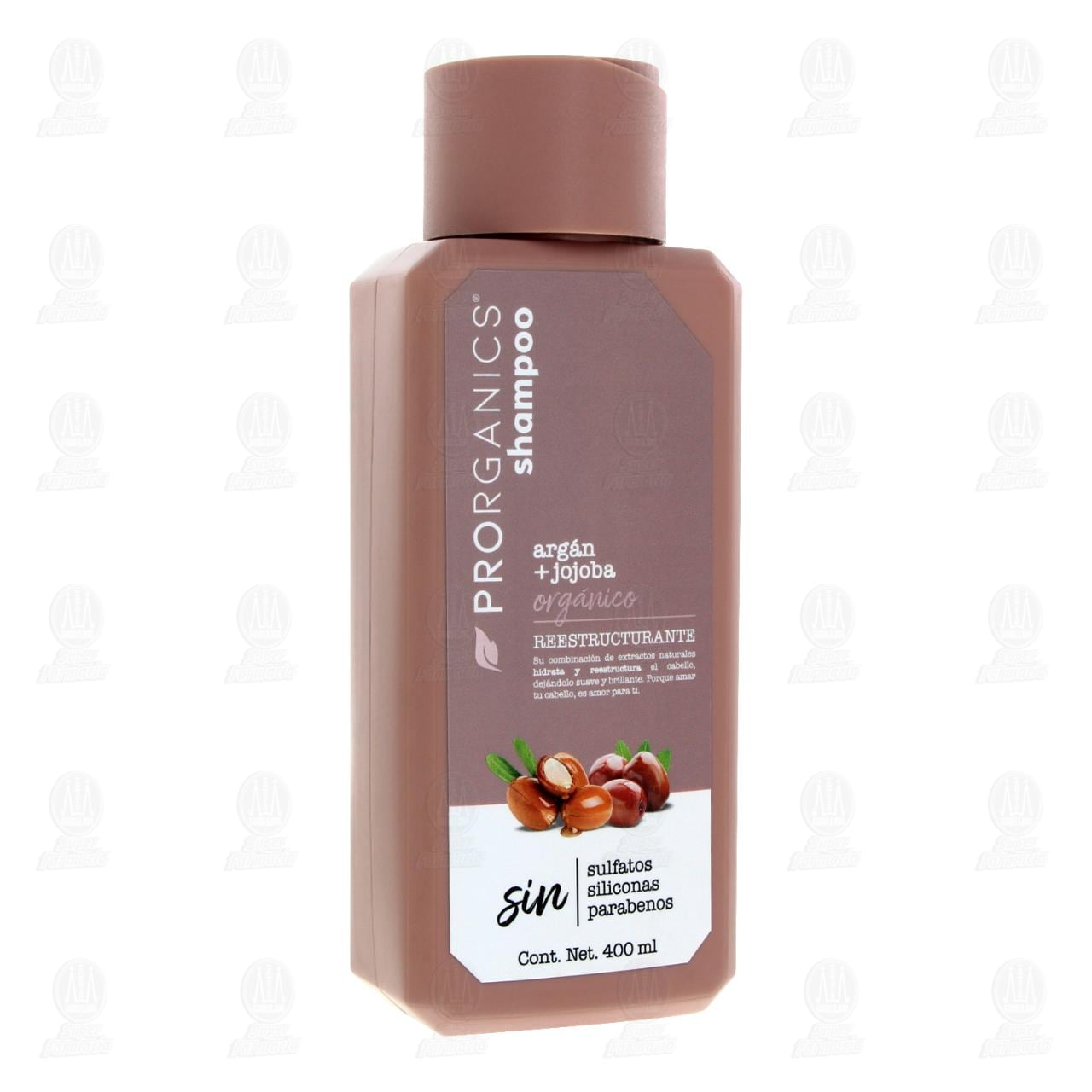 Shampoo Prorganics Reestructurante Arg&aacute;n + Jojoba, 400 ml.