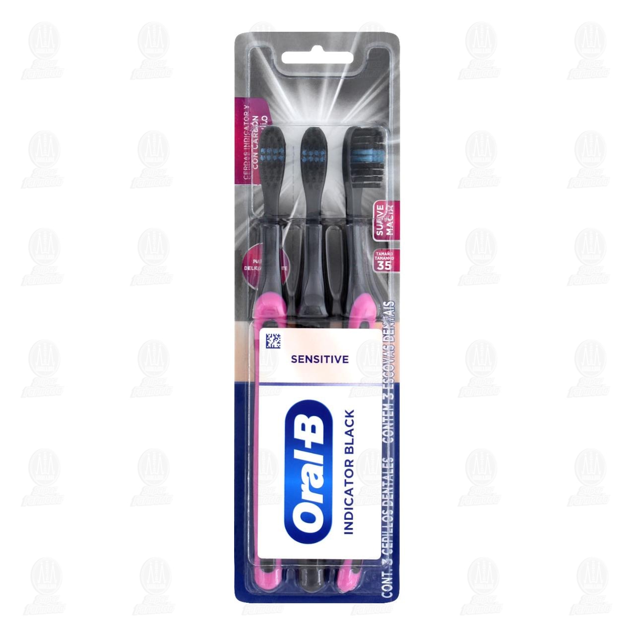 Cepillo de Dientes Oral-B Indicator Black Sensitive, 3 pzas. image number 0
