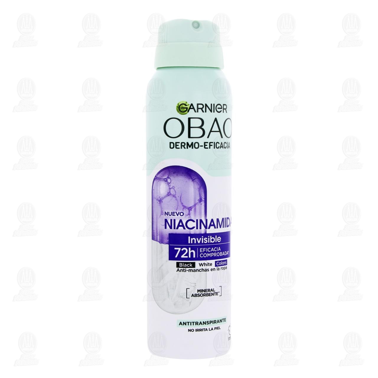 Imagen para Antitranspirante Obao Dermo Eficacia Niacinamida Invisible en Aerosol, 150 ml.