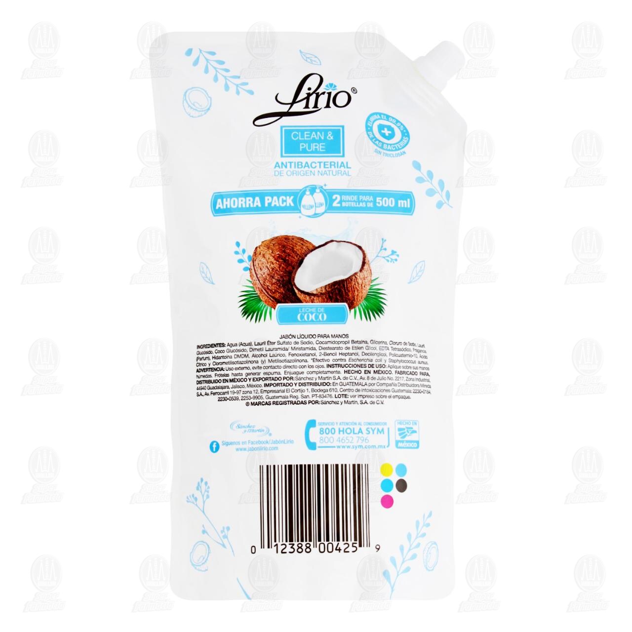 Jab&oacute;n L&iacute;quido Lirio Clean & Pure Leche de Coco, 1 l. image number 1