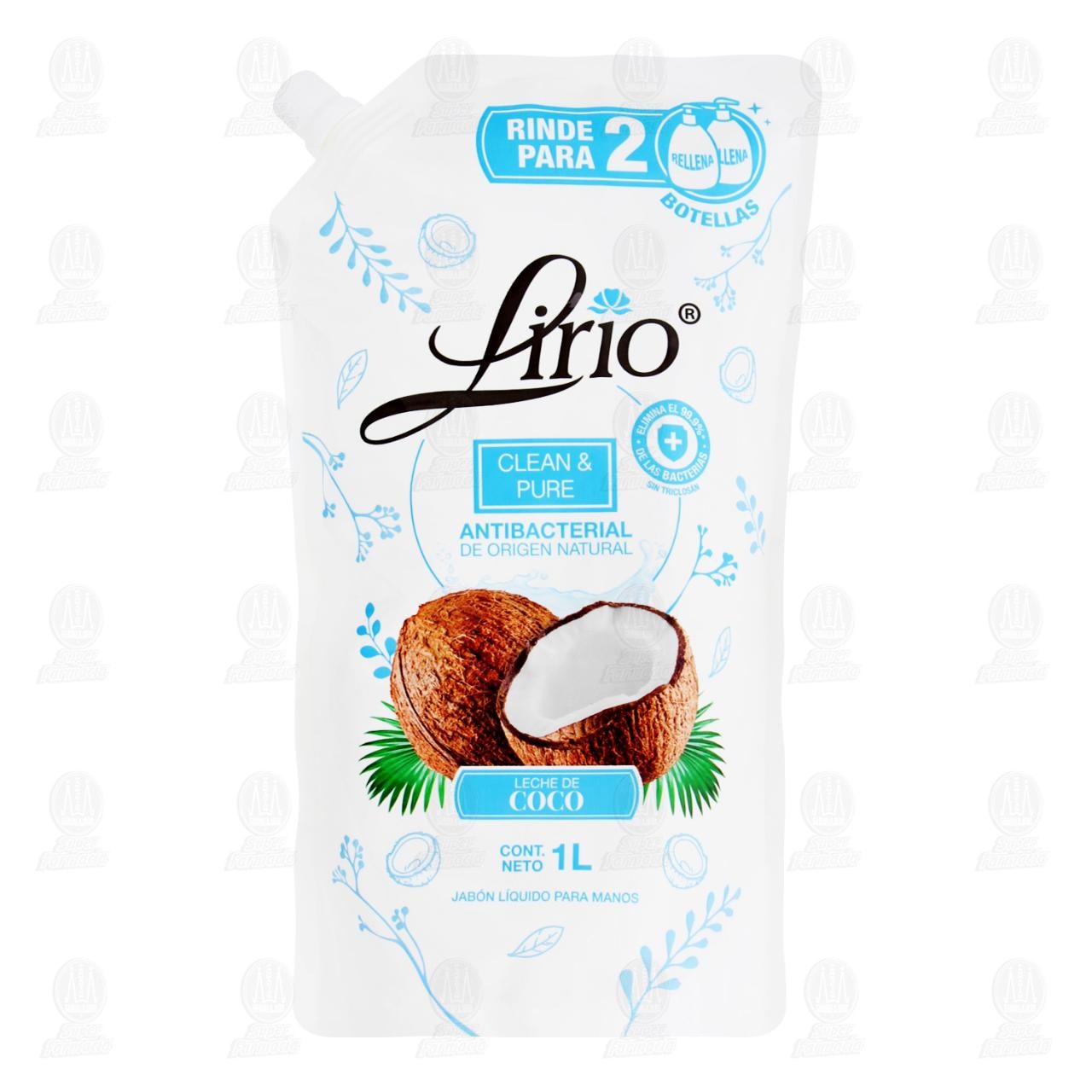 Jabón Líquido Lirio Clean & Pure Leche de Coco, 1 l.